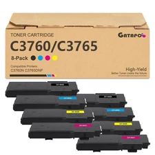 GATAPO®8PK C3760 Black & Color Toner Cartridge for Dell C3760dn C3760n C3760dnf