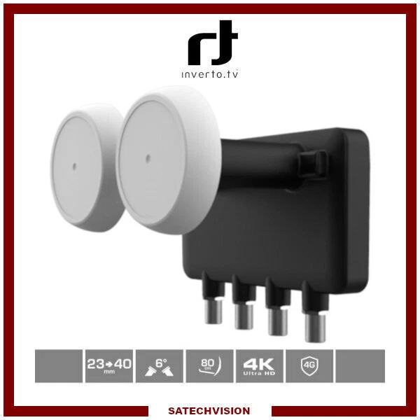 LNB Monoblock Quad 6° Inverto Mono 0,6 dB Gain 65 dB Full HD 3D Ultra HD 4K - Photo 1/1