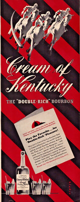 1941 PRINT AD Cream of Kentucky Double Rich Bourbon Race Horses