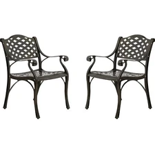 Patio Dining Chair Set of 2 Outdoor Bistro Chairs Set Cast Aluminum Furniture 