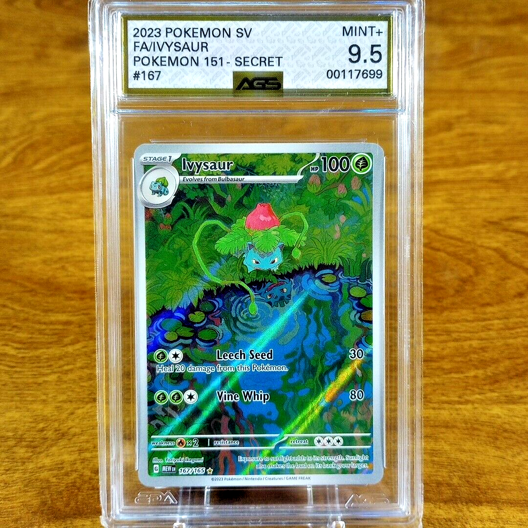 Pokemon SV 151 Ivysaur 167/165 AGS Mint+ 9.5 FA Full Art Holo