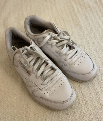 Reebok Men's Classic White Leather Lace Up Running Shoes Size