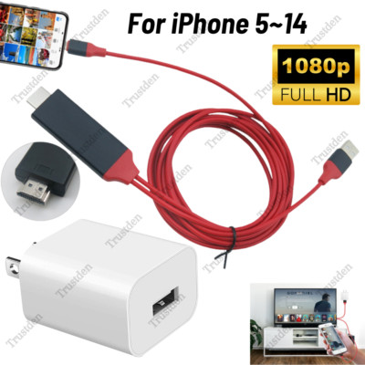 For iPhone 14 13 12 11 8 7 6 1080P HDMI Mirroring Cable Phone to TV HDTV Adapter