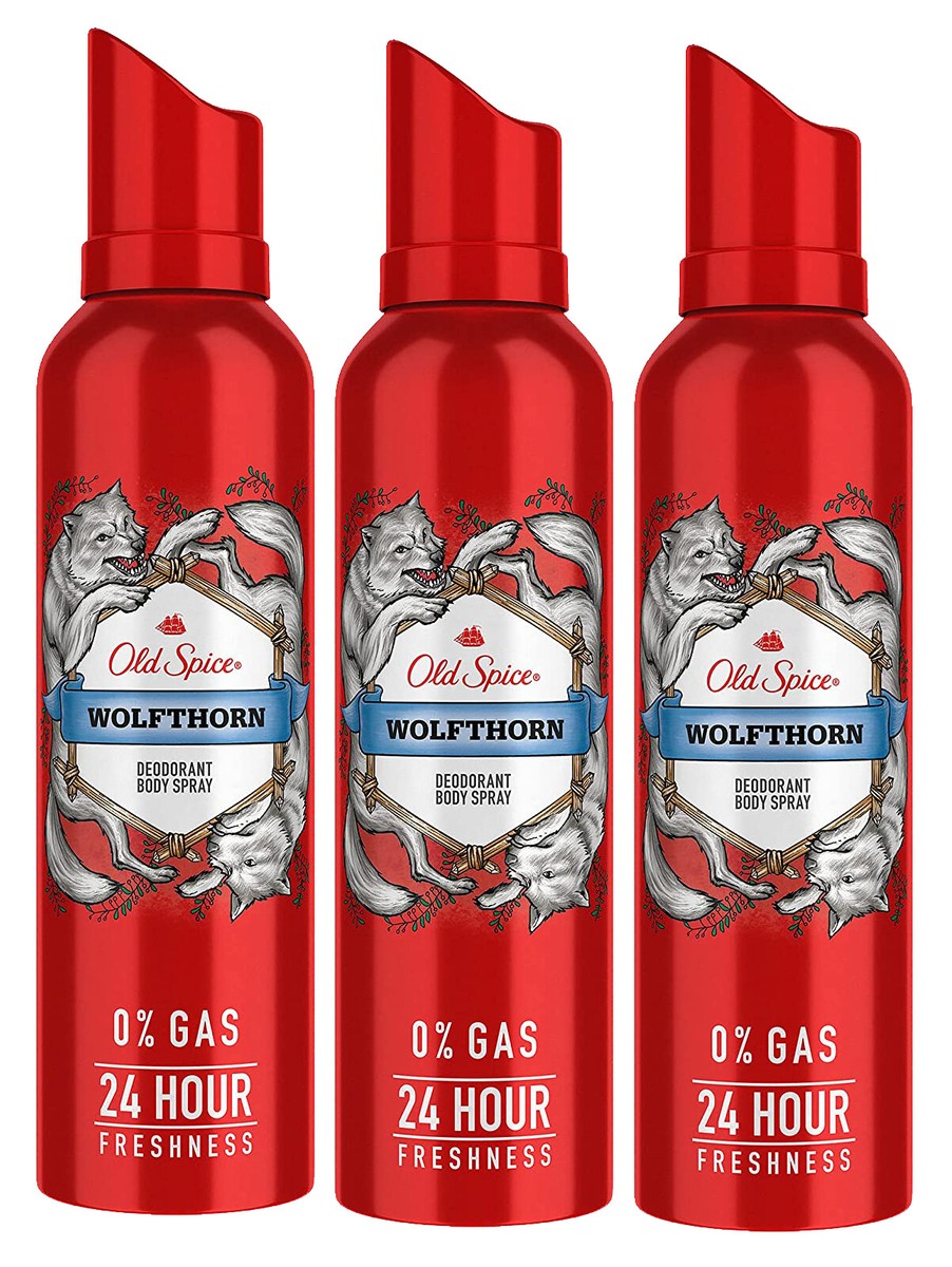 3x Old Spice Wolfthorn No Gas Deodorant Body Spray Perfume for Men