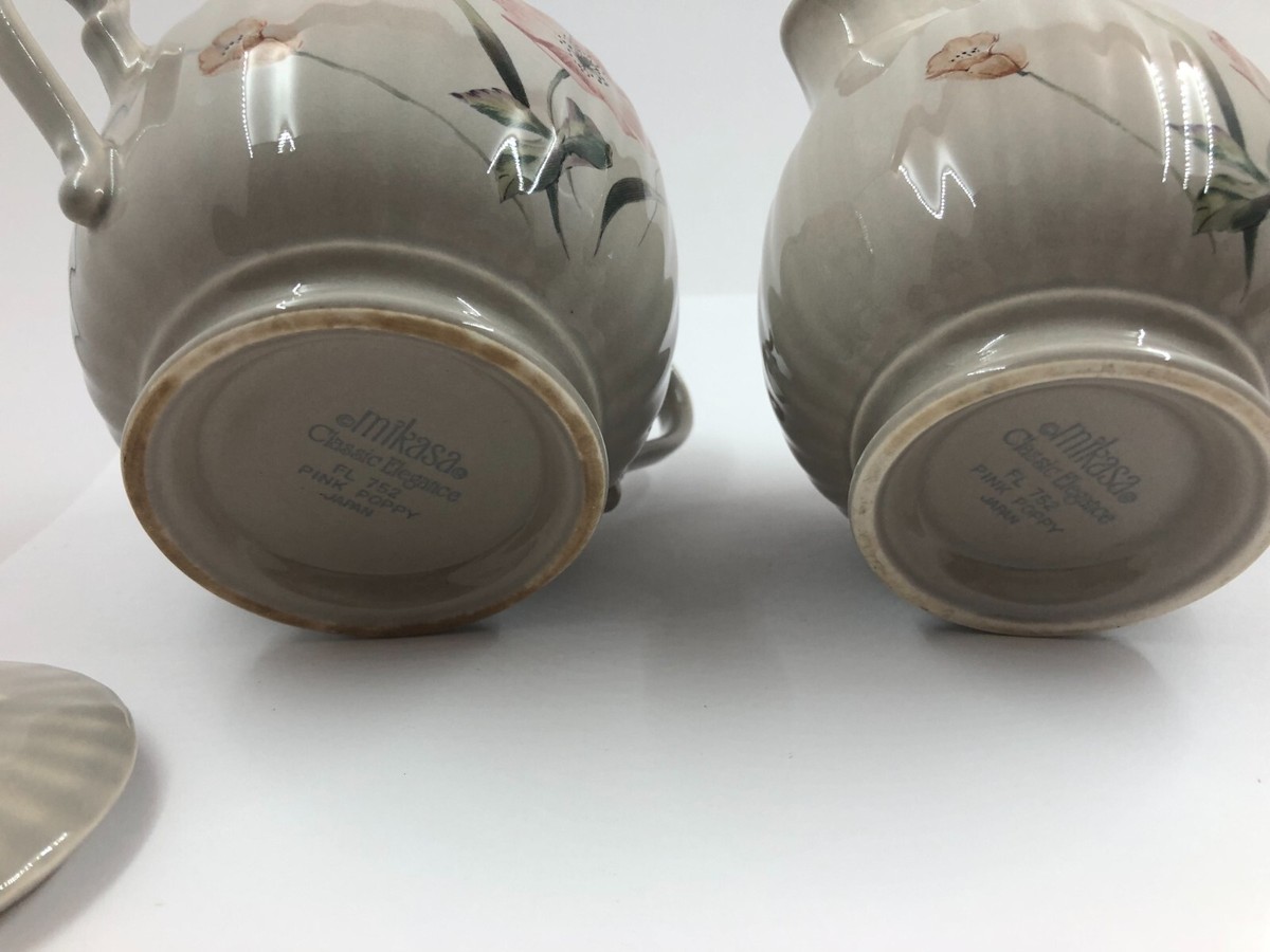 Vintage Mikasa Classic Elegance Pink Poppy Creamer & Sugar Bowl