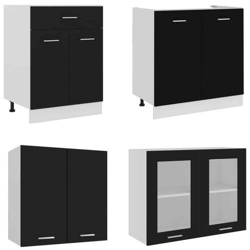4 PCS Kitchen Cabinet Set Cupboard Bowls Plates Pots Storage Organiser Black - Picture 4 of 14