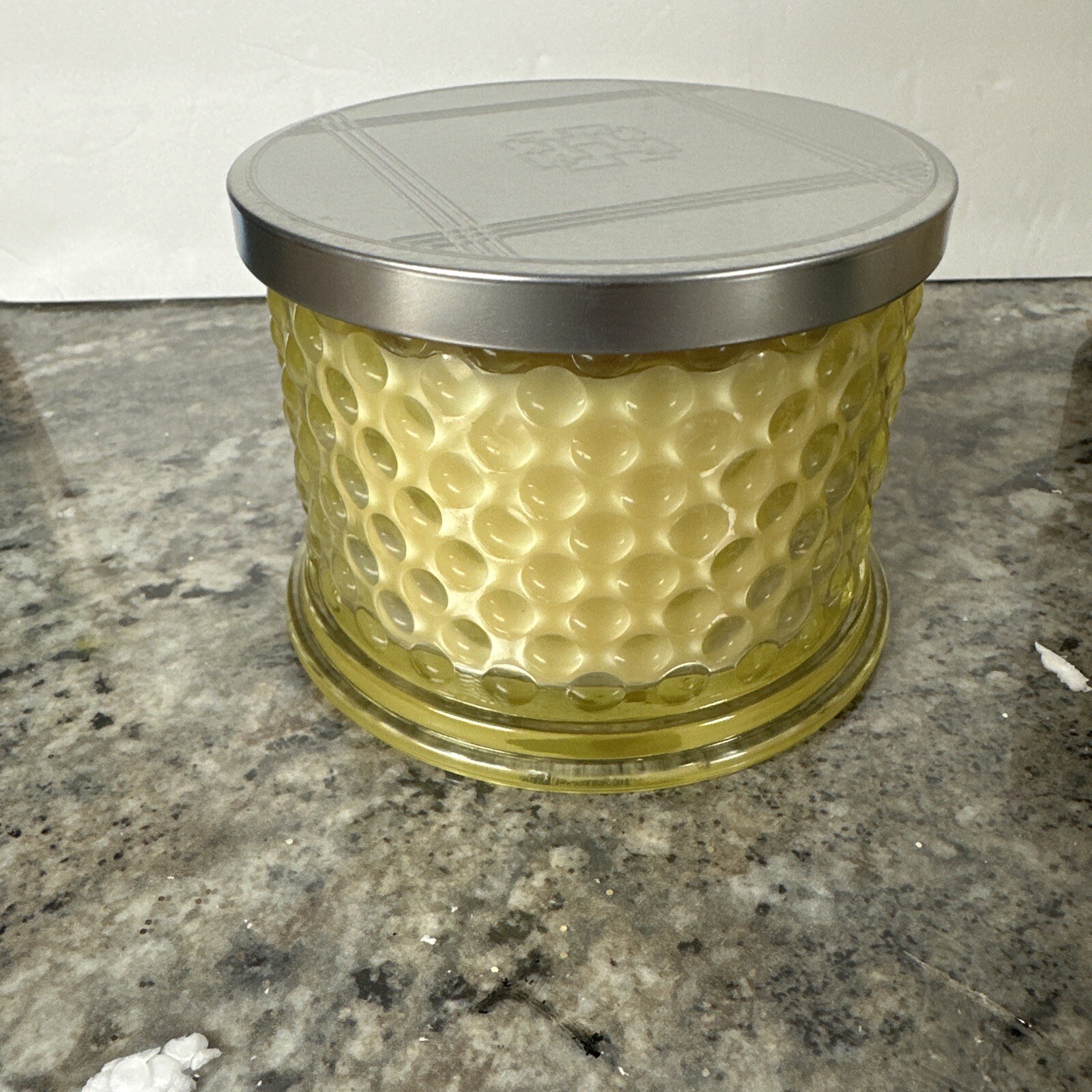 HomeWorx Sugared 14oz 3wick Candle Rare Yellow Hobnail Bubble