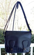 Coach MEDIUM C2906 Heritage Map Leather Messenger Bag w/Turnlock Detail