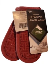 Pot Handle Holder Supreme Red Set of 2  Silicone 2 pack  Cover Teflon 3 x 6