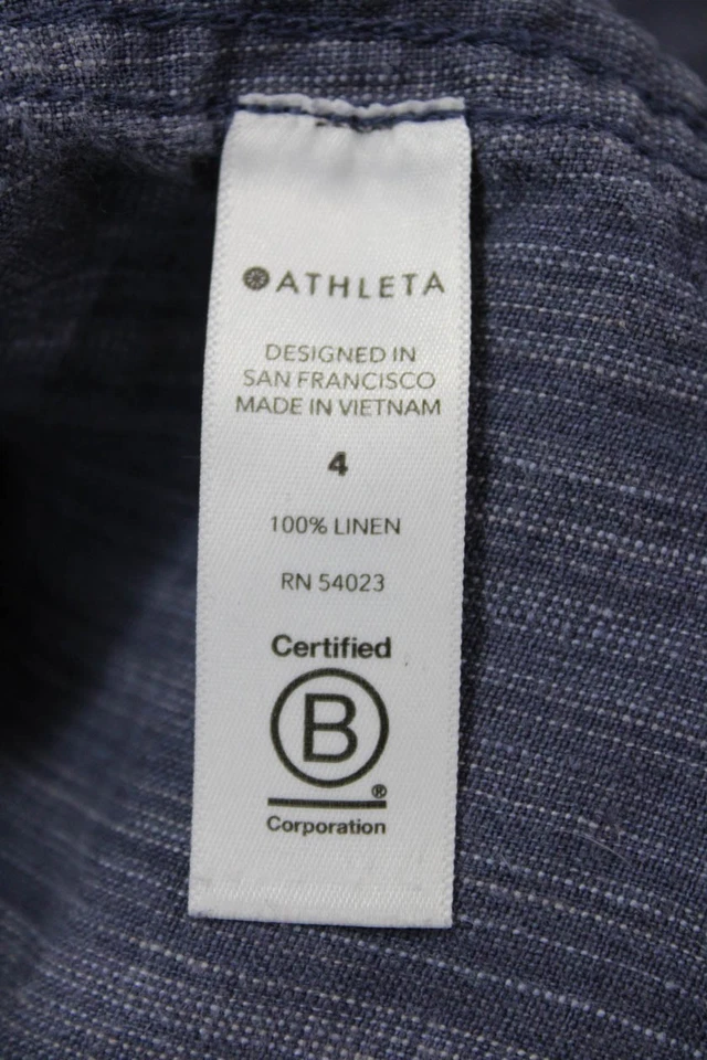 Pantalones cargo recortados de lino a rayas azul oscuro Athleta para mujer talla 4 Foto 4 de 4