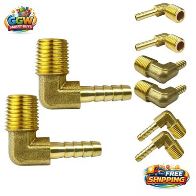 90 Degree Brass Hose Barb Elbow Adapter   2pcs, Leak-Proof Connection