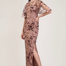 JS Collections Daphne Evening Gown Mauve Floral Embroidered Sequin Formal Dress