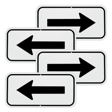 4-Pack 12" x 6" Black Aluminum Reflective One-way Arrow Sign White/Black 