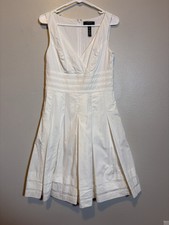 Lauren Ralph Lauren White Dress Fit & Flare 6 Bridal Shower Preppy Minimal Guest