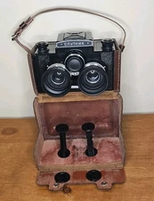 LOMO Sputnik Stereo TLR Camera 6x6 Medium Format USSR w/ Case & Spools Vintage