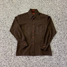 Sears Kings Road Shirt Medium Brown Vintage 60s 70s Disco Hong Kong