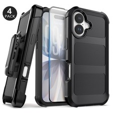For iPhone 17 Case with Belt Clip Holster, Heavy Duty Cover w/ Screen Protector