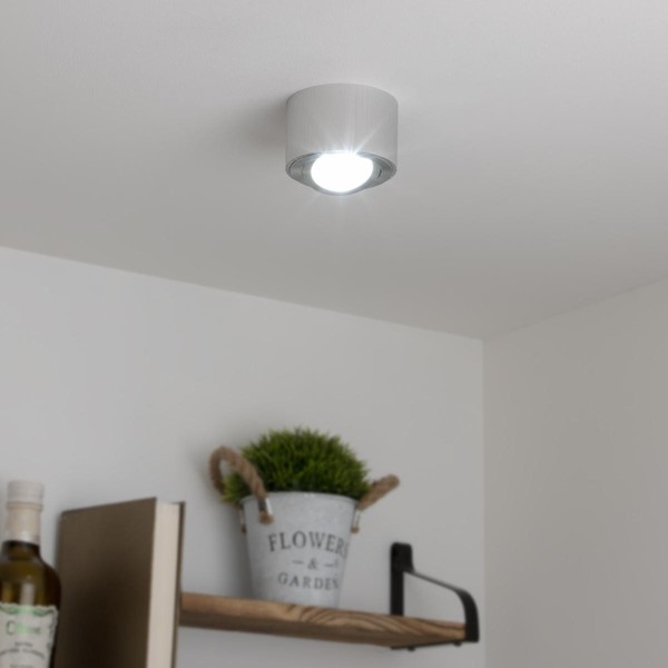 LED Aufbaustrahler Flach Rund Schwenkbar 5W Neutralweiß Dimmbar Silber GebüRstet-image