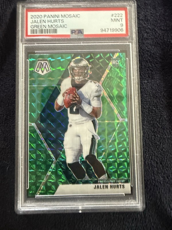 2020 Panini Mosaic - Rookie Jalen Hurts #222 Green Mosaic Prizm (RC) PSA 9