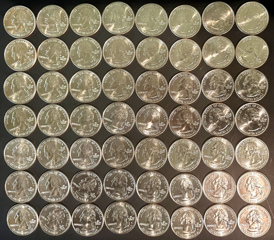1999-2009 P+D STATE+TERRITORIES UNCIRC 112-quarters set from US Mint+Bank Rolls - Image 3 of 4