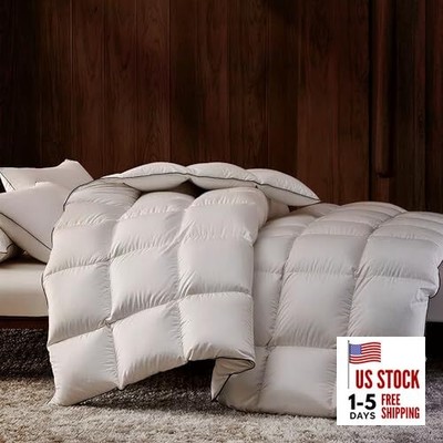 Feather Down Fiber Comforter Queen Off White/All Season Lightweight