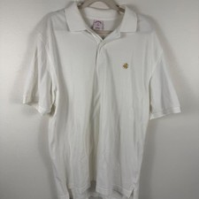 Brooks Brothers Mens XL White Short Sleeve Polo Shirt Golden Fleece Logo Casual