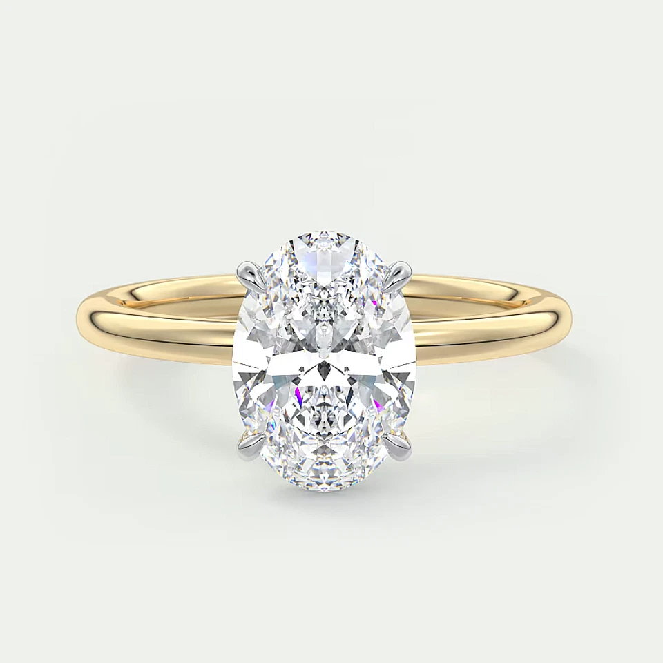 Engagement Ring 14k Multi Tone Gold Oval Cut Setting Semi Mount Sizes 4 5 5.5 - Image 3 of 4
