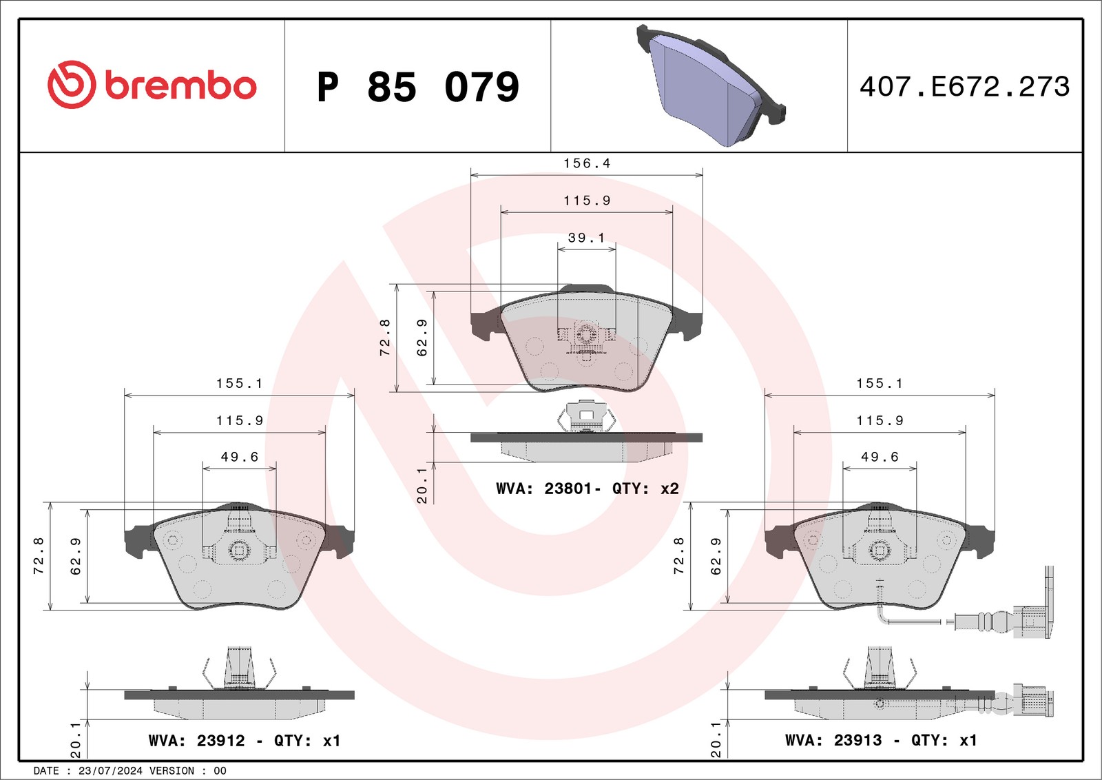 Fits BREMBO P 85 079 Brake Pad Set, Disc Brake ⭐UK Stock⭐ - Image 24