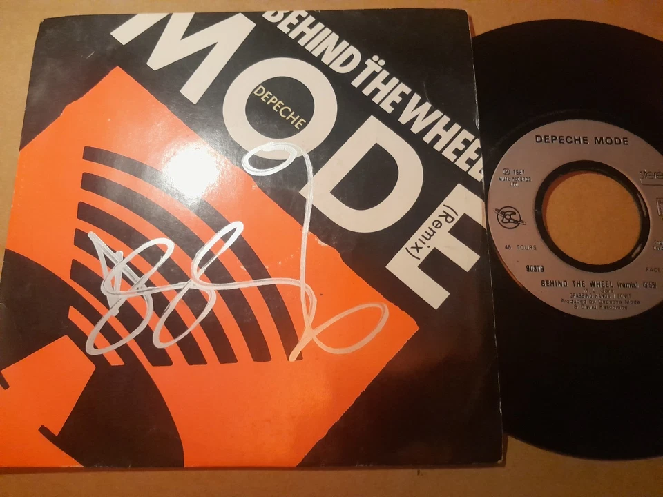 depeche mode autograph BEHIND THE WHEEL vinyl 7 signed live dave Gahan rare - Photo 1/1