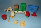 Vintage 1950 Marx Doll House Play Set Odd Lot Hard Plastic Furniture & Accessory