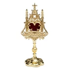 Reliquary brass house altar with Luna relic holder monstrance gold church home