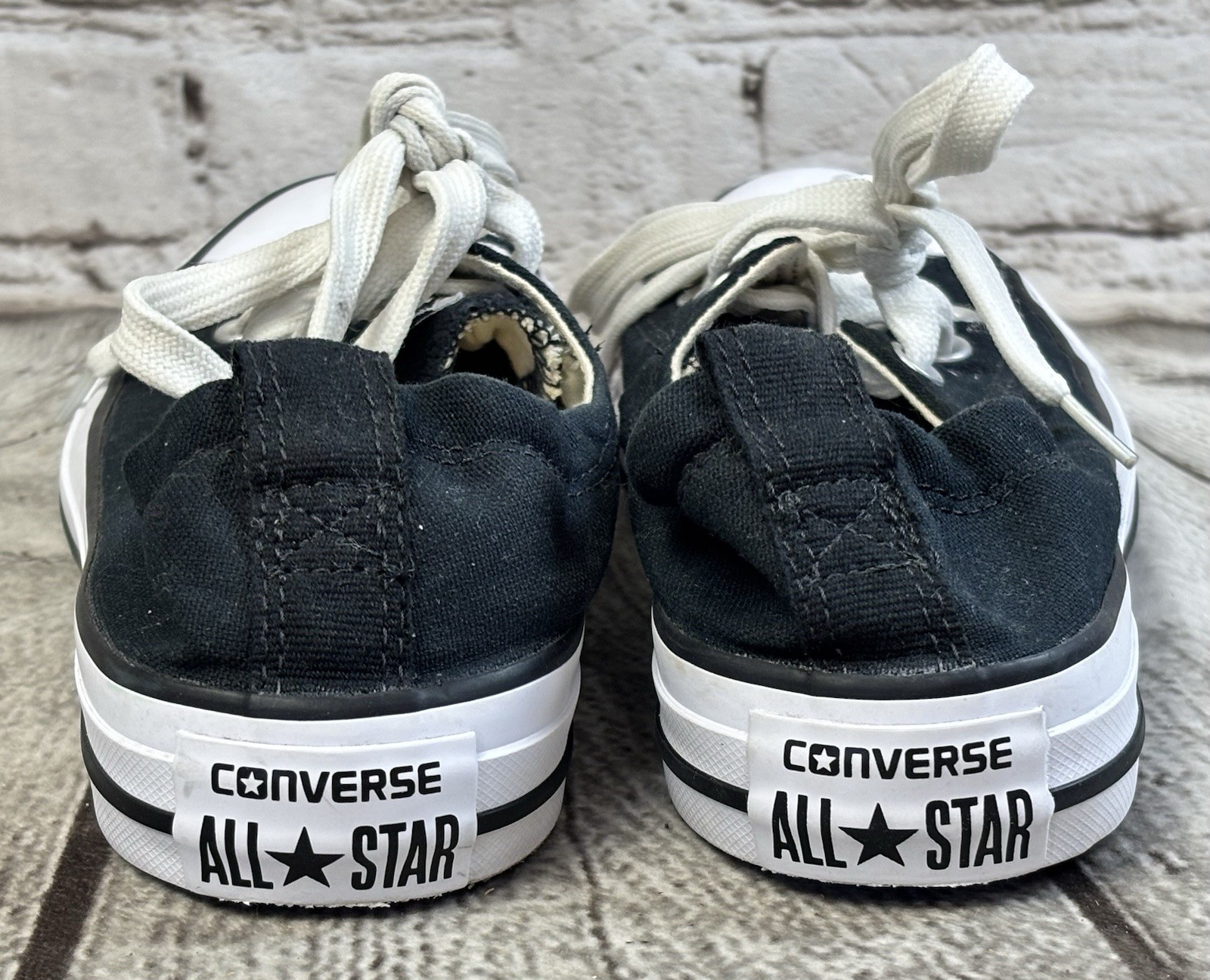 Converse All Star Low Top Black White Women’s Size 7 Shoes thumbnail 8