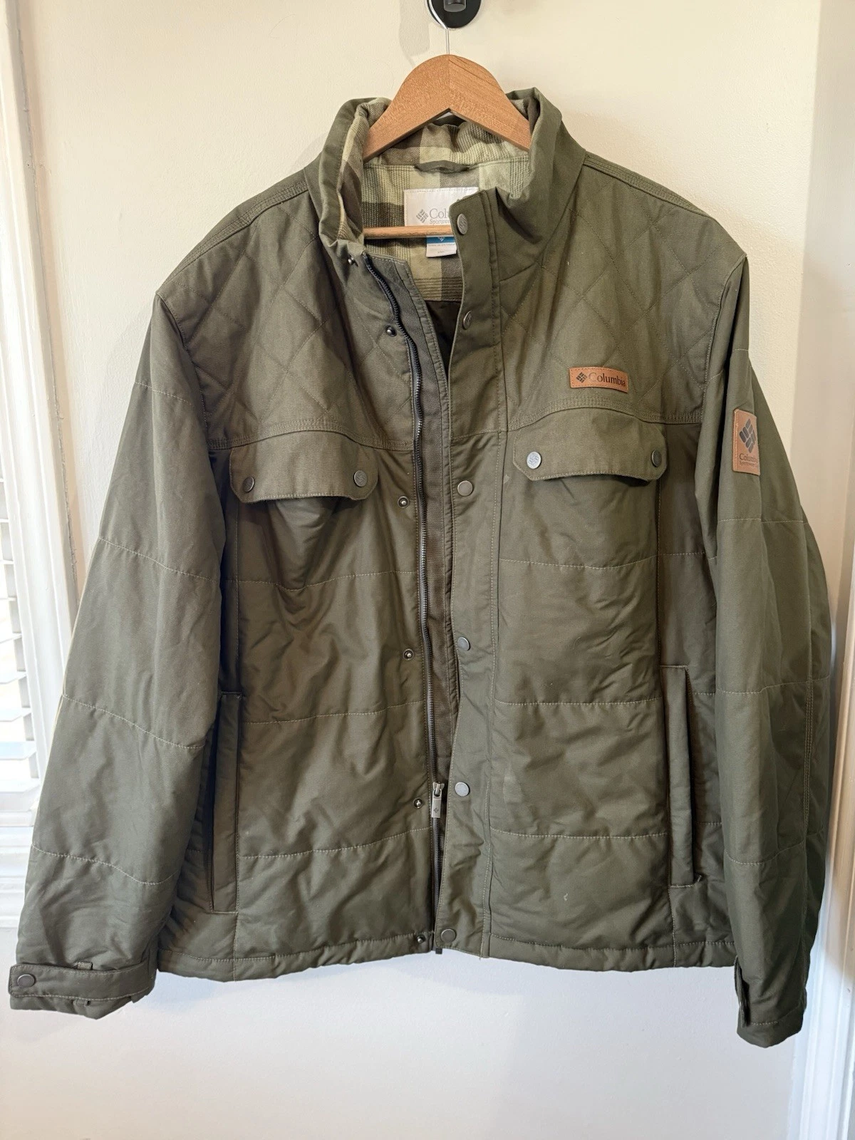 Columbia Men's Ridgestone Jacket Coat Peatmoss 2XL Quilted Brown Patch