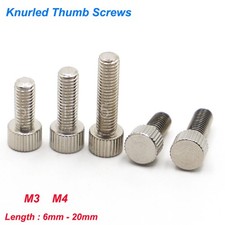 Knurled Thumb Screws Flat Cylindrical Head Nickel Plated Steel Hand Tighten Bolt