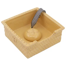 Stoneware Napkin Holder Caddy Cocktail Size Embossed Honeycomb Tabletop Decor