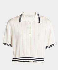 Golden Goose Cream Knit Polo with Navy Trim