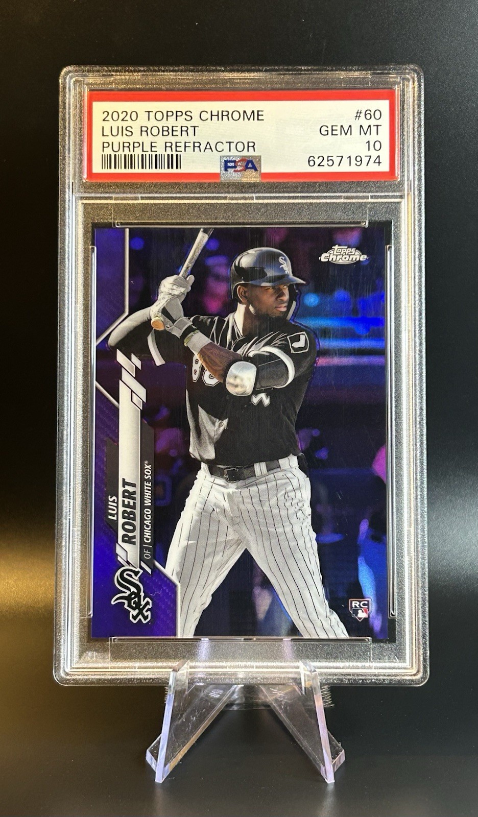 2020 Topps Chrome Luis Robert Purple Refractor /299 Rookie 60 PSA 10