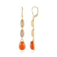 Cavill Ohrringe Damen 925 Sterlingsilber Vergoldet 11,7Ct Karneol Peach