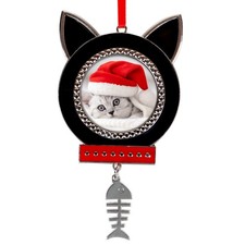 Picture Frame Cat Christmas Ornaments 2025 Gifts for Cat Lovers - Metal Black...