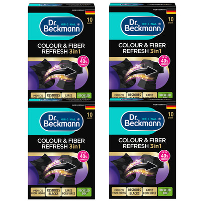 Dr. Beckmann Color & Fiber Refresh 3-in-1 Wipes For Black Laundry (Pack Of 4)