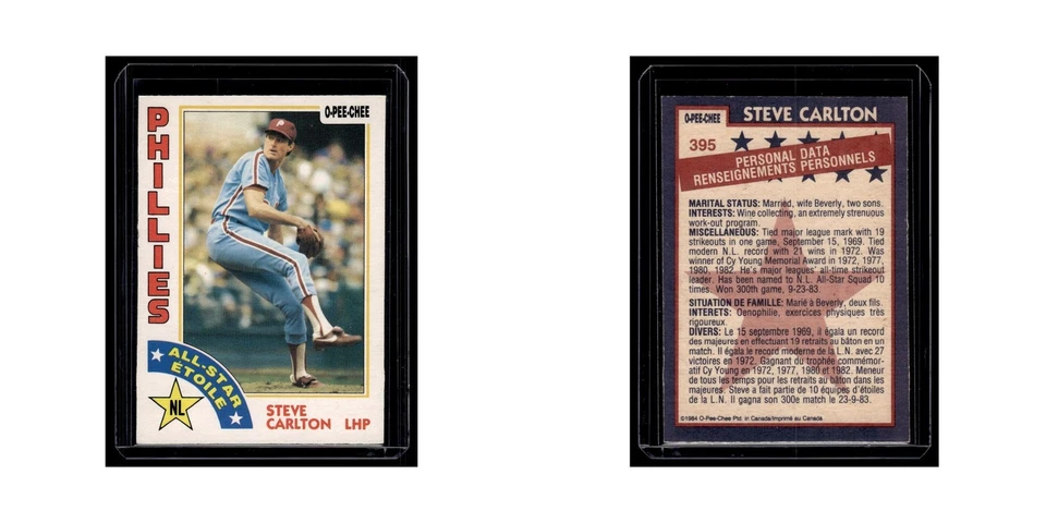 Steve Carlton 1984 O-Pee-Chee #395 Philadelphia Phillies Baseball Card NM - Image 3 of 3