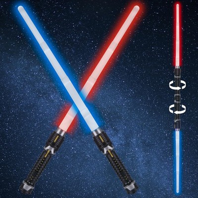2 Pack Mini Light Sabers for Kids, 2-in-1 Retractable Light Up Sword Toy
