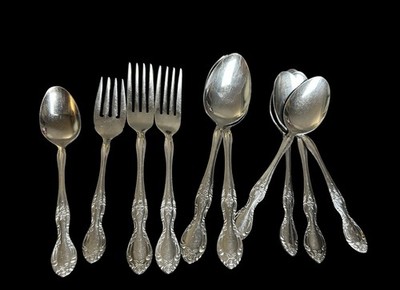 10pc Reed & Barton Rebacraft Candace Andrea Stainless Spoons & Forks Floral