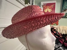 Vintage Children's Western Red Straw Costume Cowboy/Cowgirl Sheriff Hat