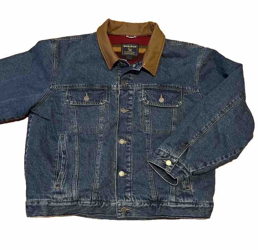 Vtg Woolrich Denim Wool Blanket Lined Jean Jacket Mens L Vtg Woolrich Denim Wool Blanket Lined Jean Jacket Mens L