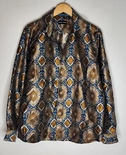 Barry Wang Mens Size XL Damask Pattern Long Sleeve Button Up Collared Shirt 