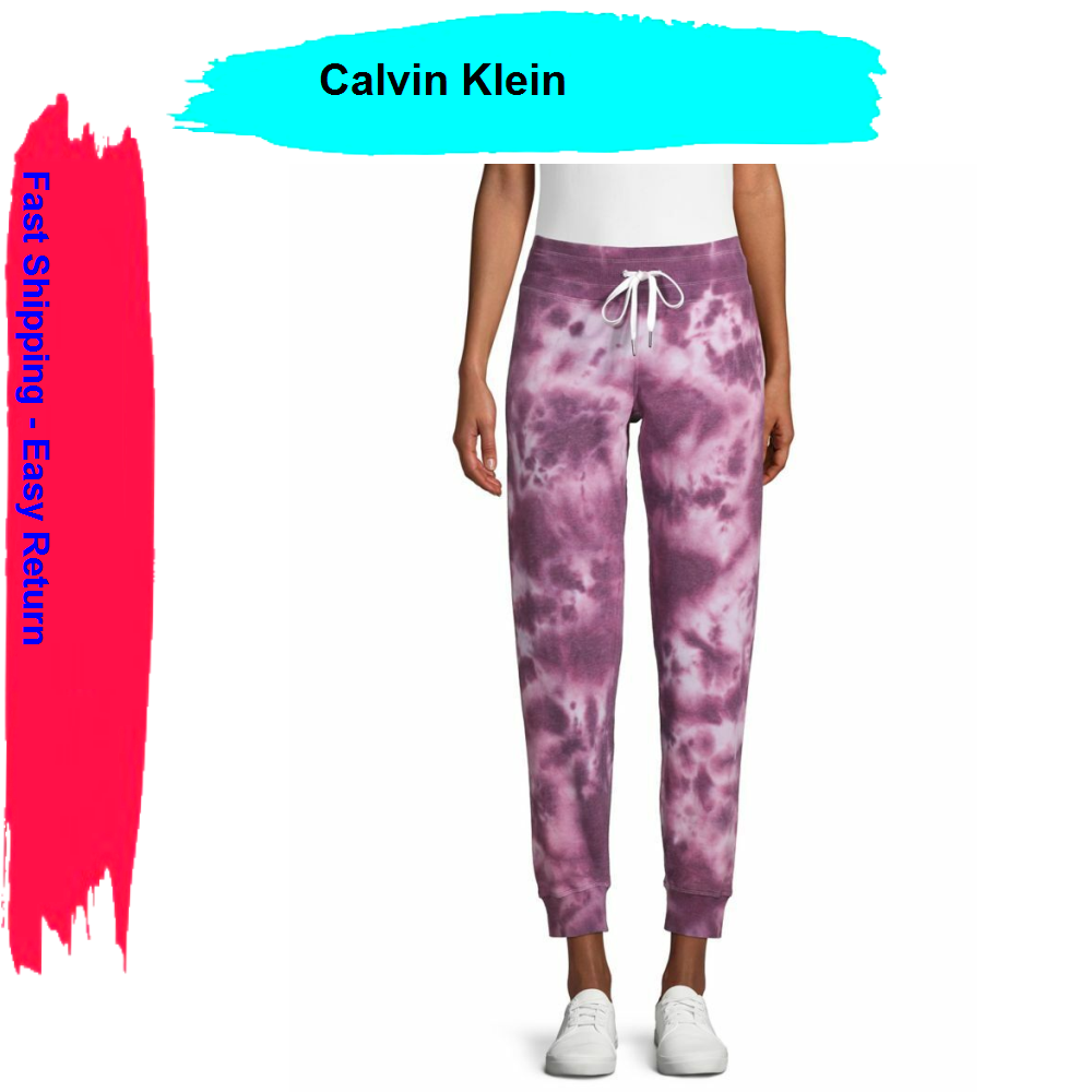 Calvin Klein Performance Starburst Tie-Dyed Fleece-Lined Joggers Purple, Medium