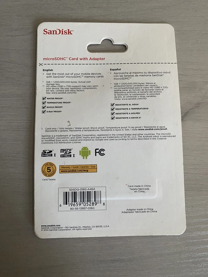 SanDisk 16GB Micro SDHD Card with Adapter for Smartphone Camera Cellphone Etc. - Image 2 of 2