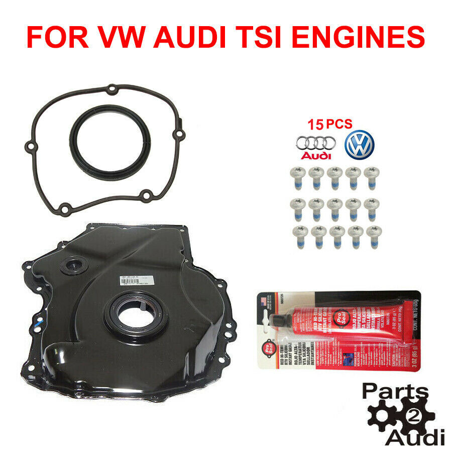 Lower Timing Cover w vw genuine Bolts & Upper Cover Gaskets; Audi VW 2