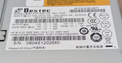 Bestec ATX-300-12Z 5188-2627 - 300W PSU Power Supply Unit - Picture 3 of 3